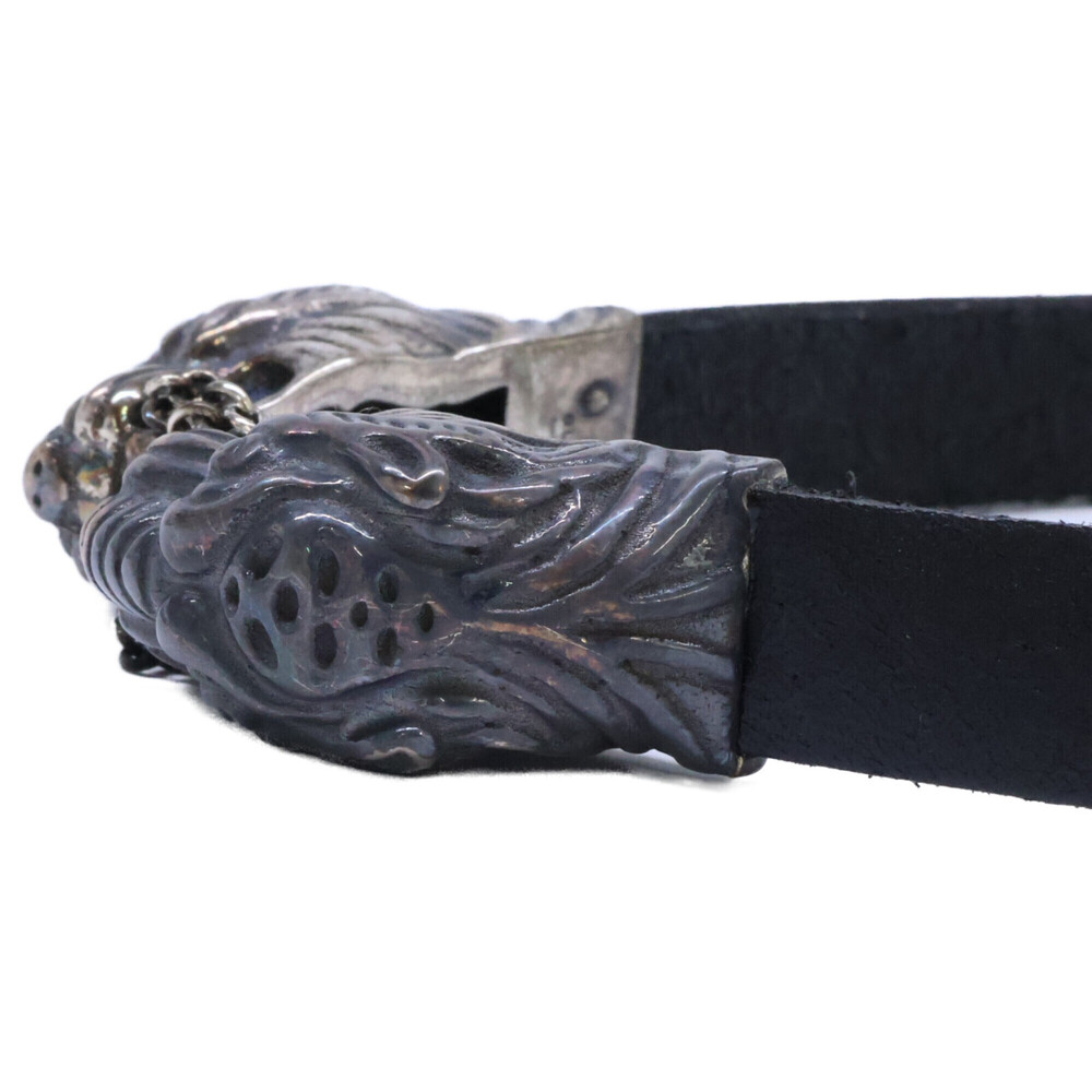 GUCCI Ag925 Double Tiger Head Leather Choker, Black, Women's - Picture 3 of 9